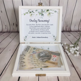 Pamiątka na ślub od chrzestnego pudełko na pieniądze na ślub