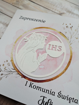 zaproszenie komunijne personalizowane dla dziewczynki