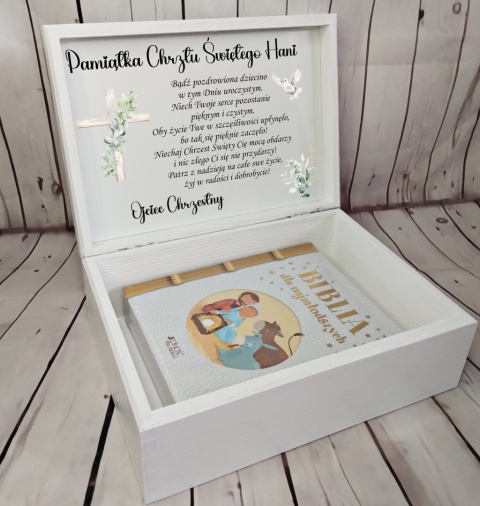 Biblia na chrzest w pudełku prezent dla wnuczki na chrzest