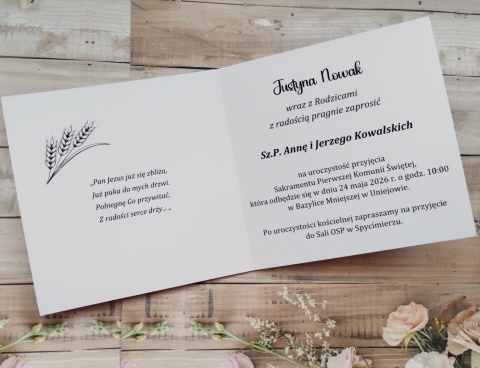 eleganckie zaproszenia na komunię zaproszenia na 1 komunie sw