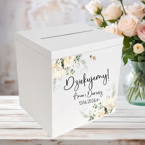 Pudelko na koperty biale drewniane pudełka na koperty