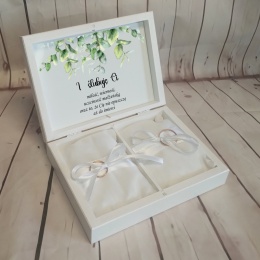 drewniane pudełko na obrączki pudelko na obraczki biale