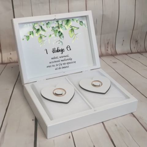 drewniane pudełko na obrączki pudelko na obraczki biale