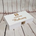 pudełko na pieniądze biało złote prezent dla dziewczyny na 18