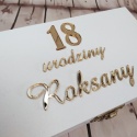 pudełko na pieniądze biało złote prezent dla dziewczyny na 18