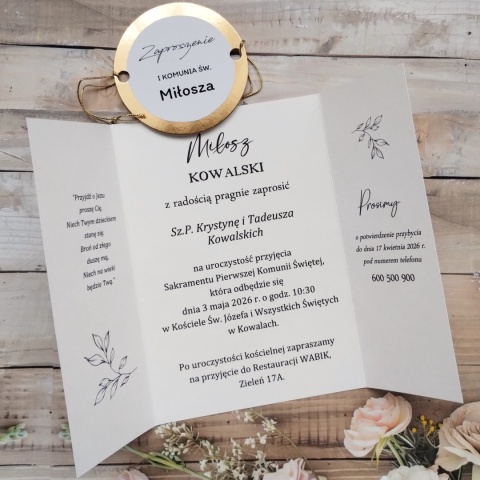 zaproszenia komunia swieta wzór zaproszeń na komunię ze złotym