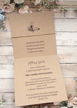 zaproszenia komunijne recznie robione zaproszenia komunijne z eukaliptusem