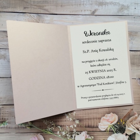 Zaproszenia na 18 rose gold zaproszenia na 18 urodziny rose gold