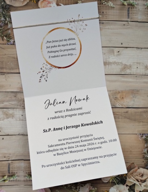 zaproszenia na komunię personalizowane zaproszenia na komunie zlote