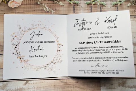 Zaproszenia na ślub gipsówka