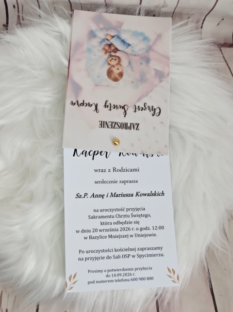 chrzest zaproszenia ze zdjęciem zaproszenia na chrzest wypełnione