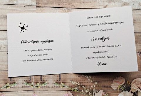 Zaproszenie urodzinowe 18 zaproszenia 18 stka osiemnastka zaproszenia