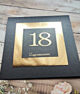 zaproszenia na 18 czarno złote zaproszenia na 18 chłopak