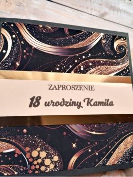zaproszenia na 18 czarno zlote zaproszenia na 18 oryginalne