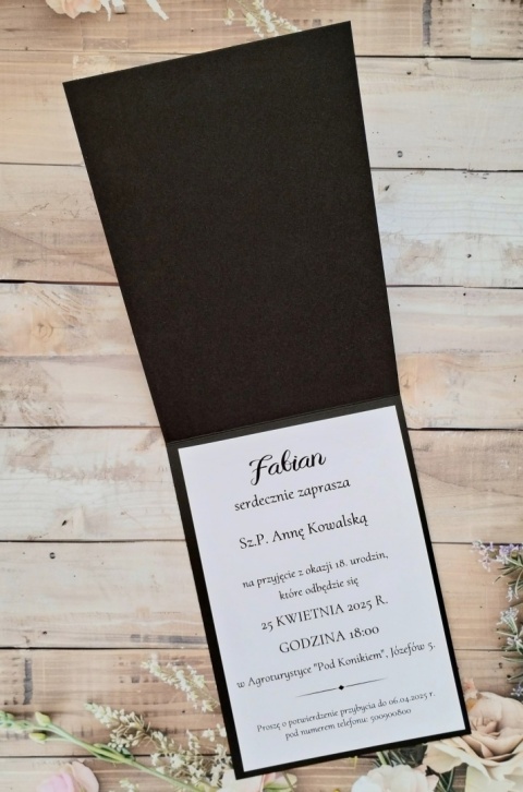 Zaproszenia na 18 dla chłopaka 18 stka zaproszenia czarne