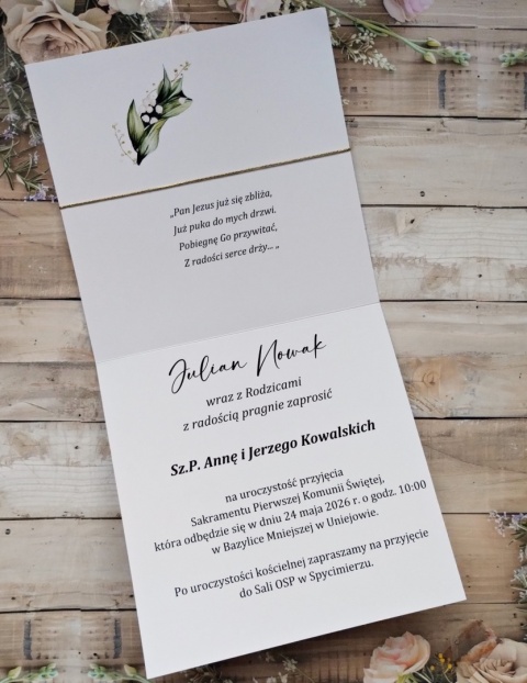 zaproszenie na pierwsza komunie swieta konwalie komunia zaproszenie